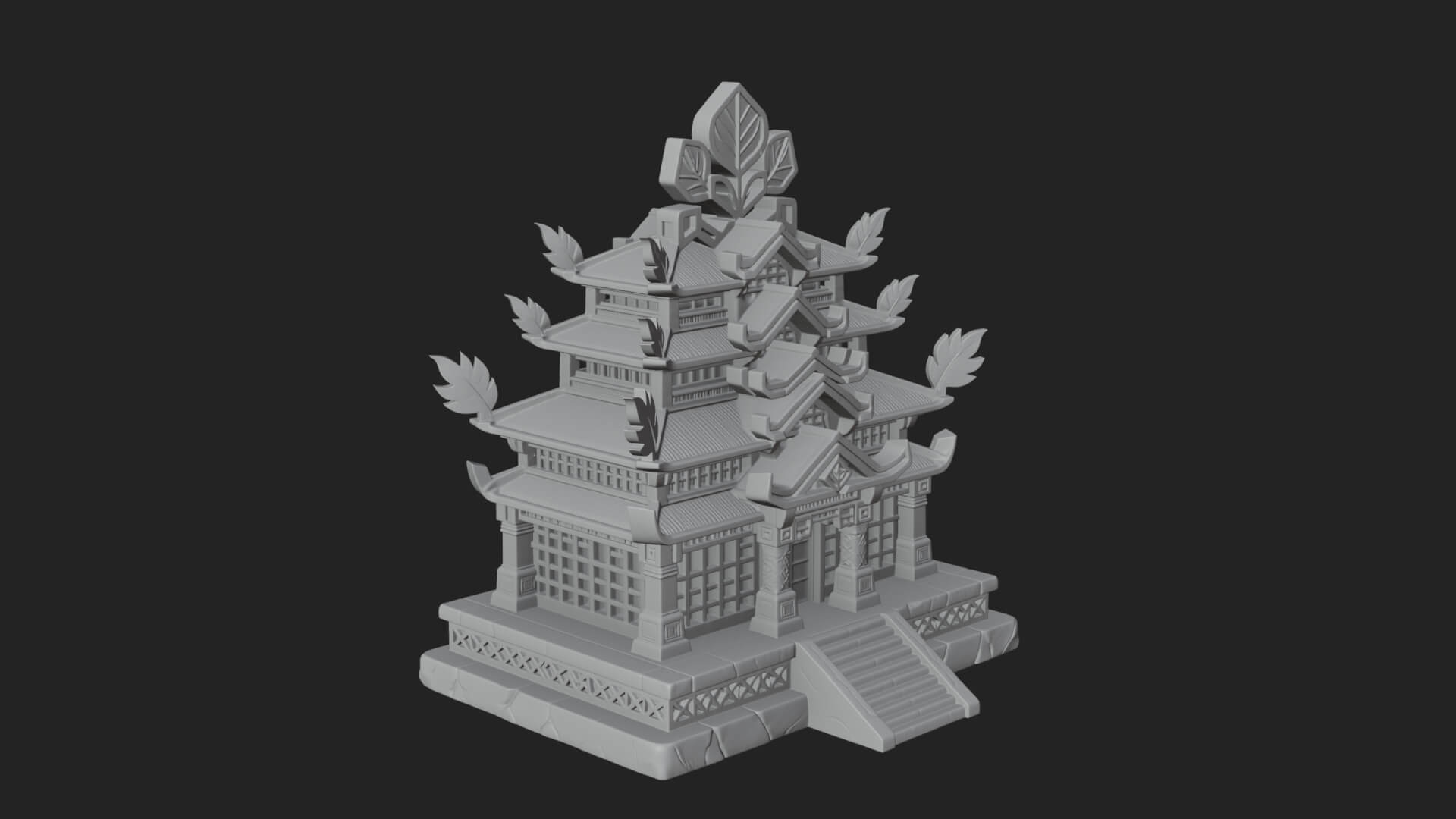 Leaf Crown Shrine Temple Design 1 3D Print Model 3D Model