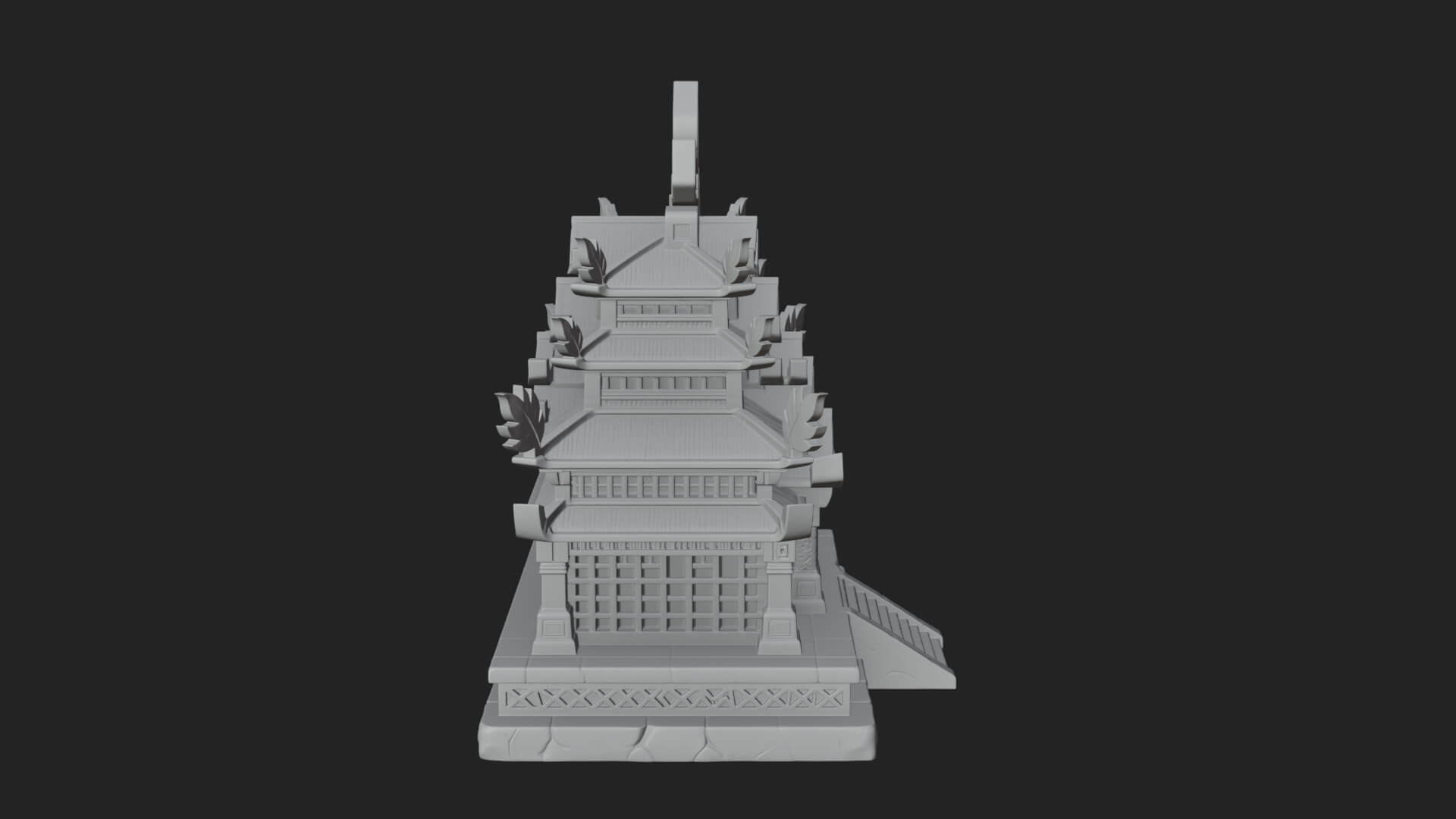 Leaf Crown Shrine Temple Design 1 3D Print Model 3D Model