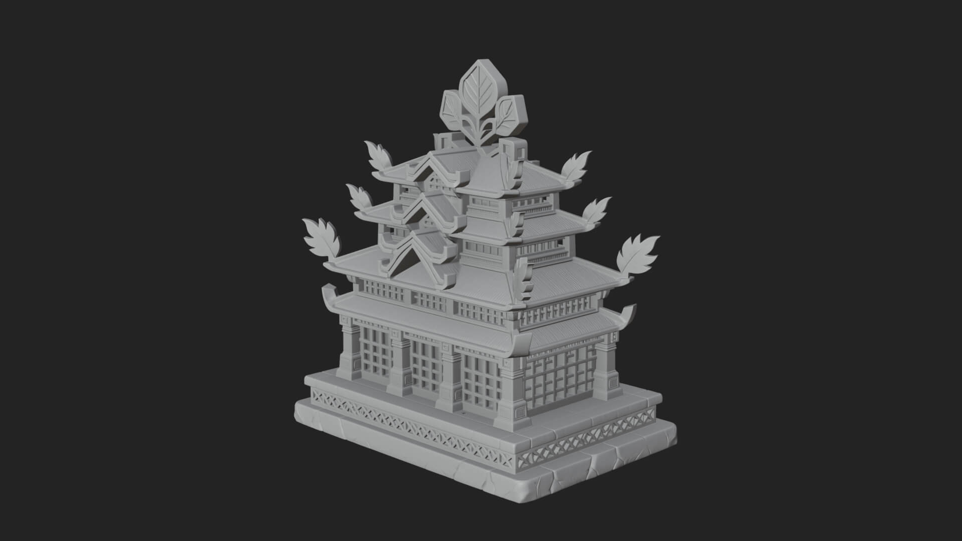 Leaf Crown Shrine Temple Design 1 3D Print Model 3D Model