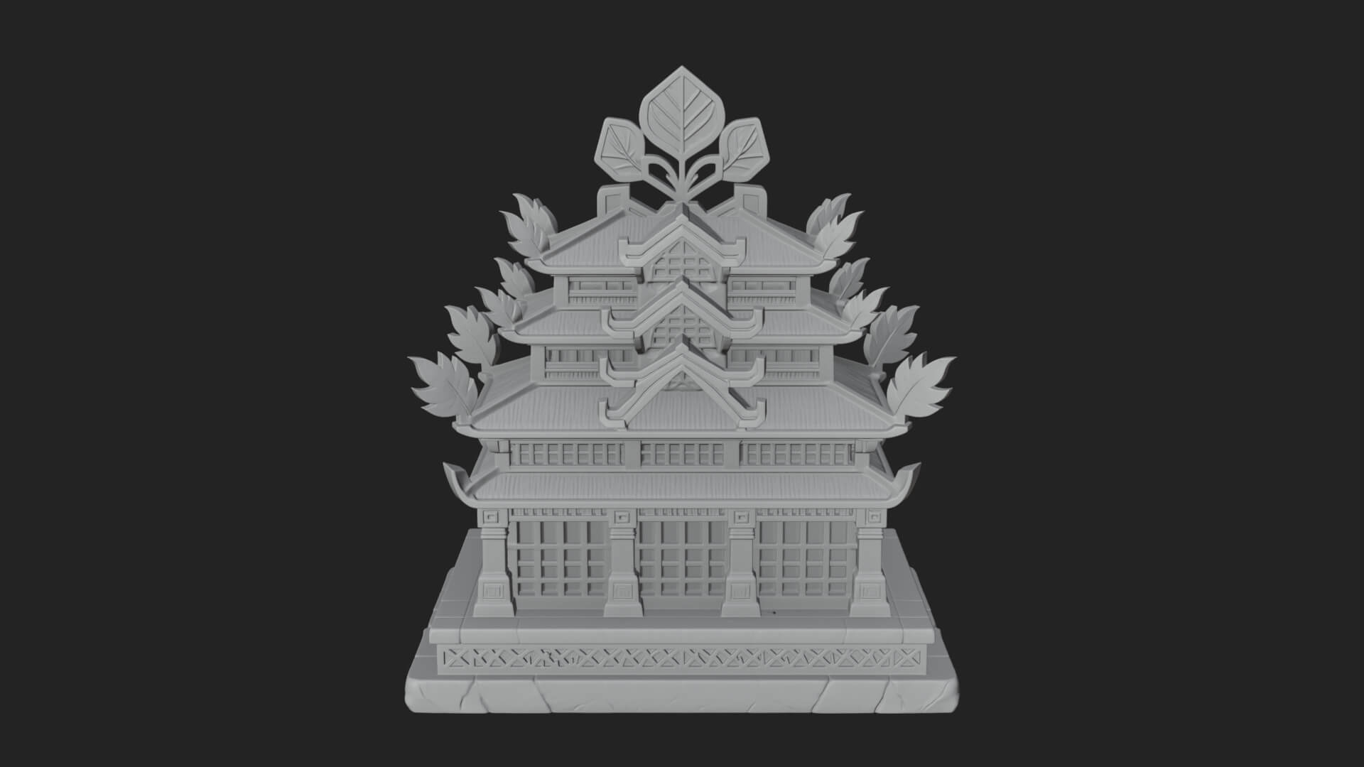 Leaf Crown Shrine Temple Design 1 3D Print Model 3D Model