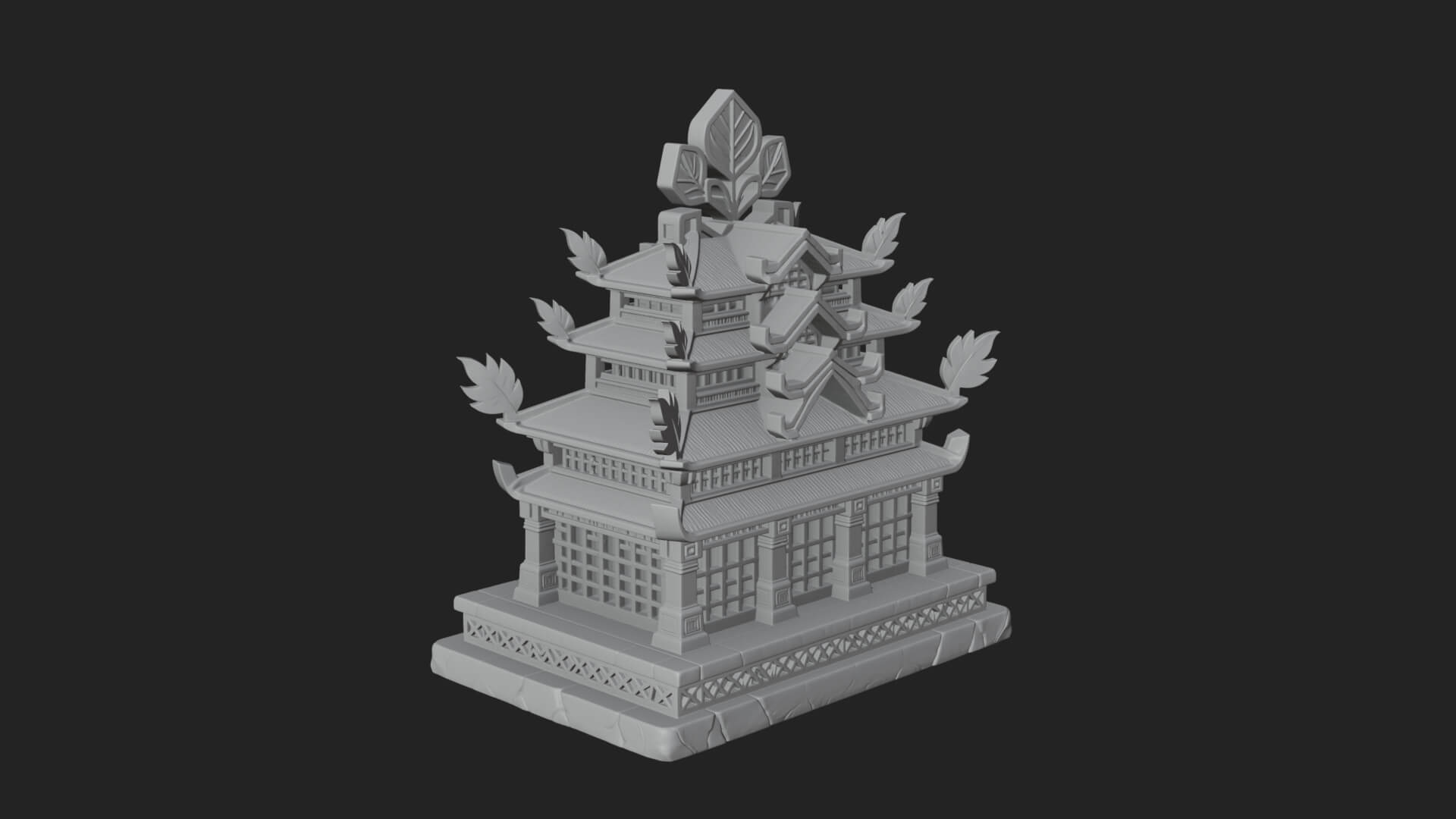Leaf Crown Shrine Temple Design 1 3D Print Model 3D Model