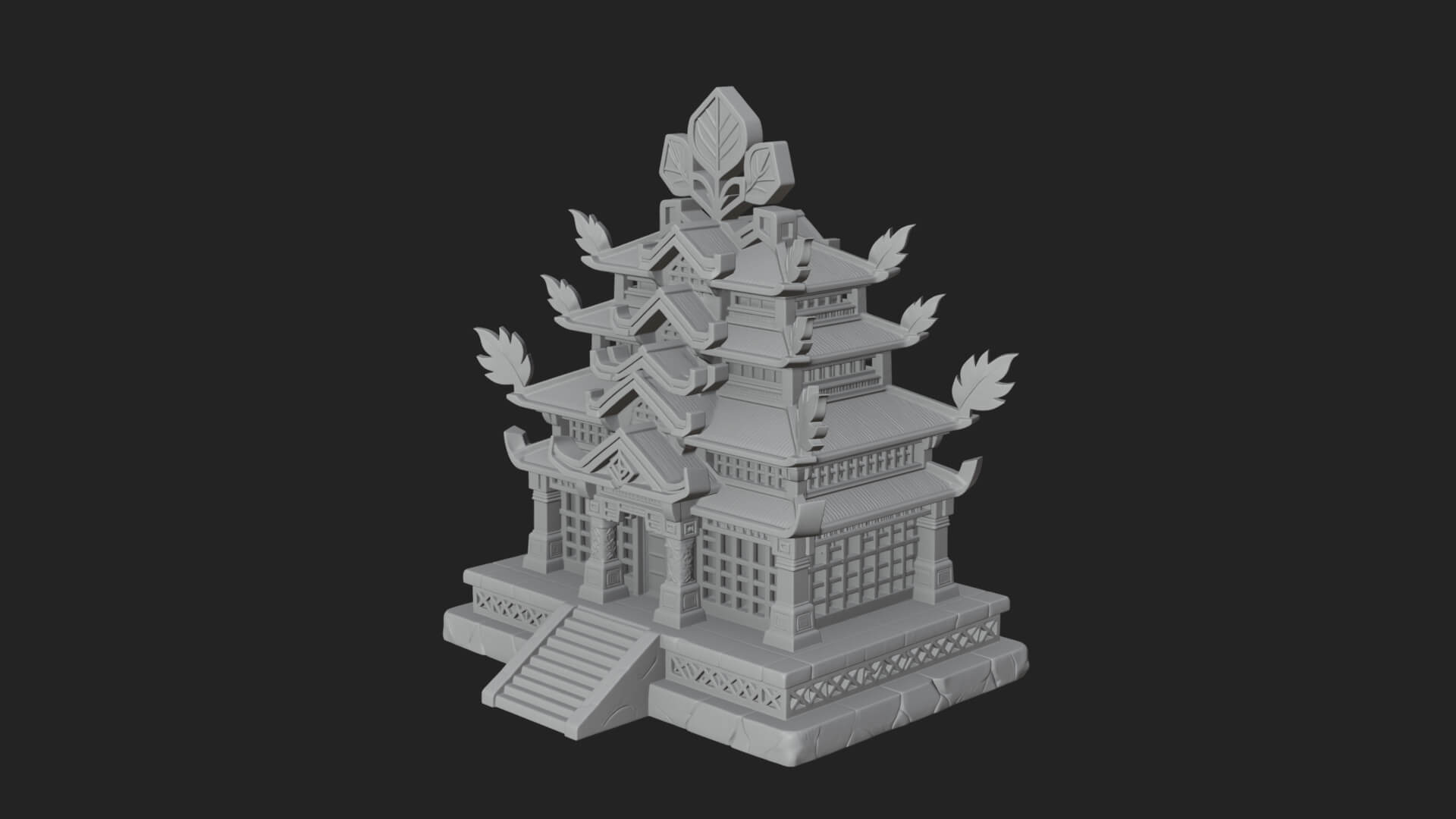 Leaf Crown Shrine Temple Design 1 3D Print Model 3D Model
