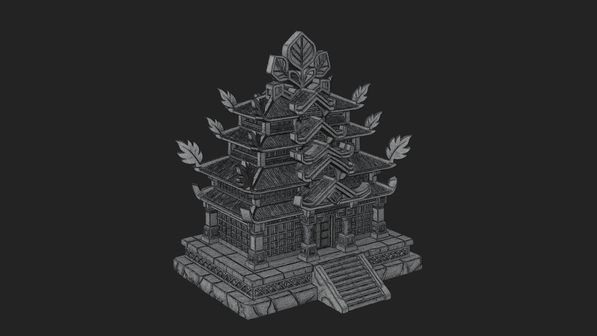 Leaf Crown Shrine Temple Design 1 3D Print Model 3D Model