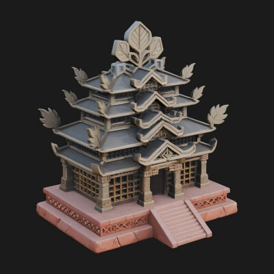 Leaf Crown Shrine Temple Design 1 3D Print Model