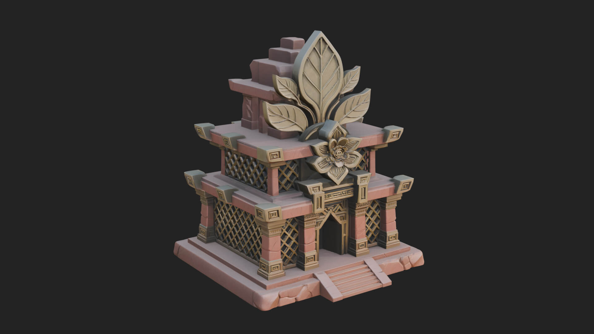 Leaf Crown Shrine Temple Design 2 3D Print Model 3D Model
