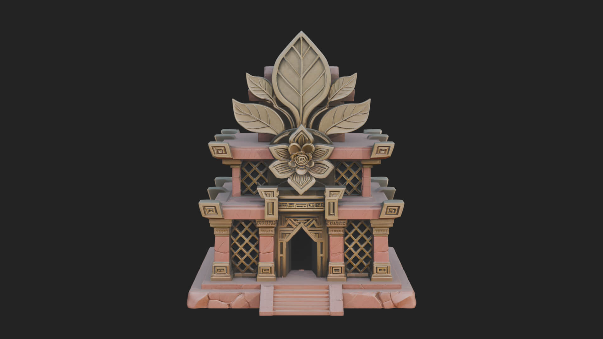 Leaf Crown Shrine Temple Design 2 3D Print Model 3D Model