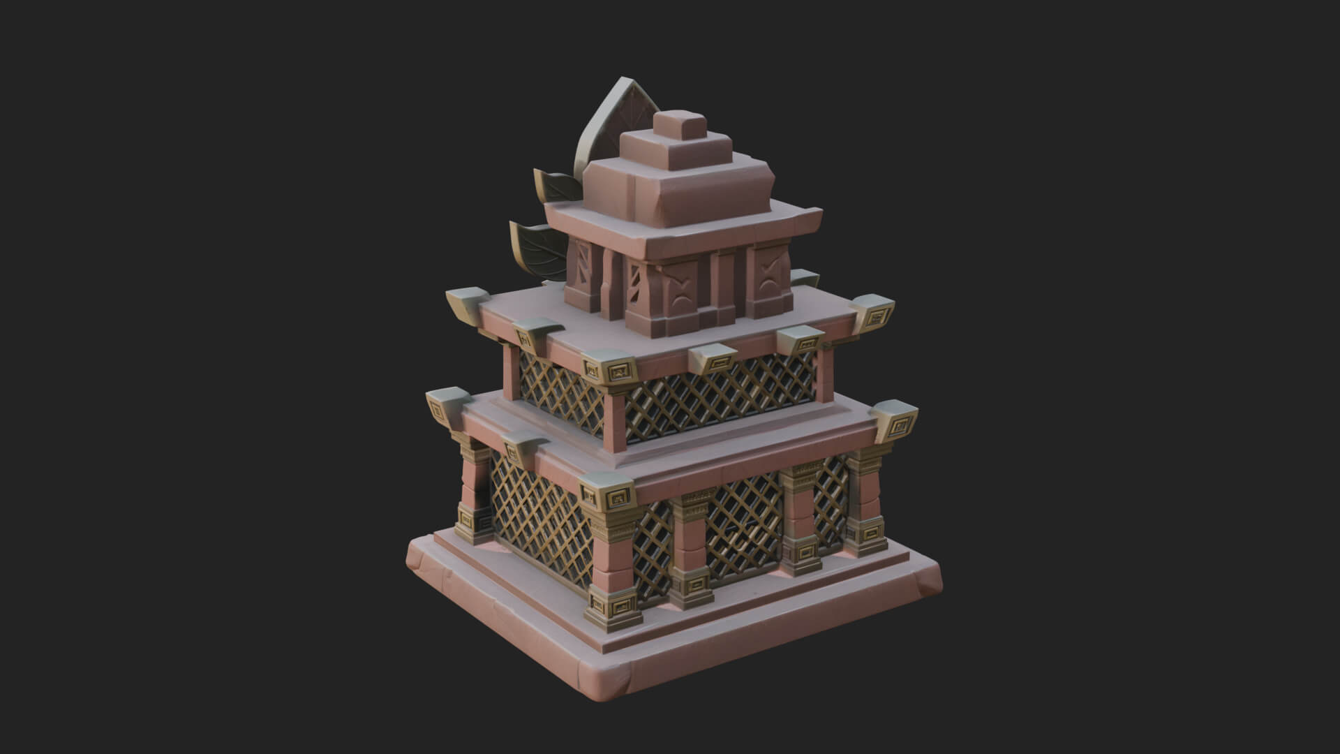 Leaf Crown Shrine Temple Design 2 3D Print Model 3D Model