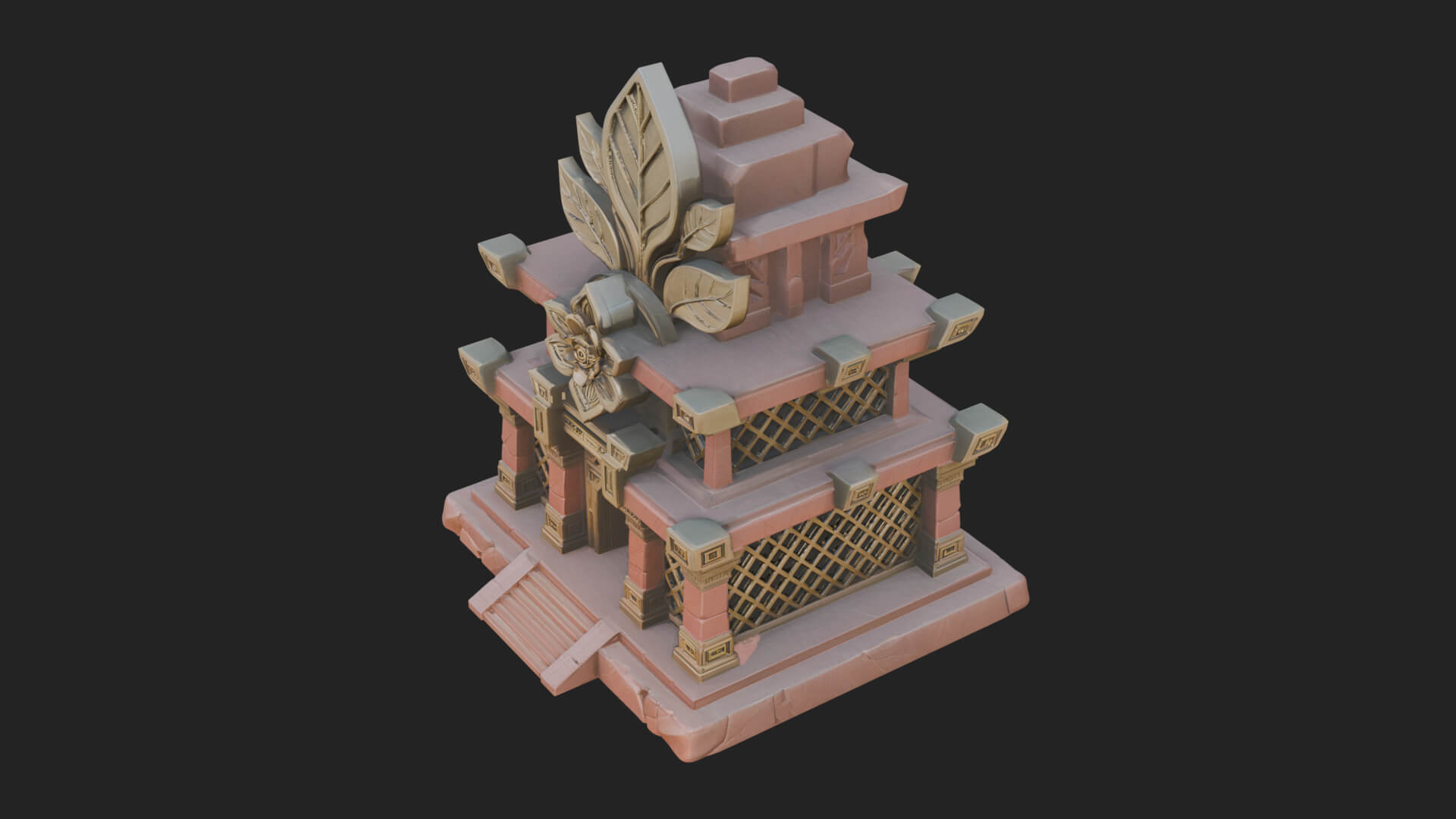 Leaf Crown Shrine Temple Design 2 3D Print Model 3D Model