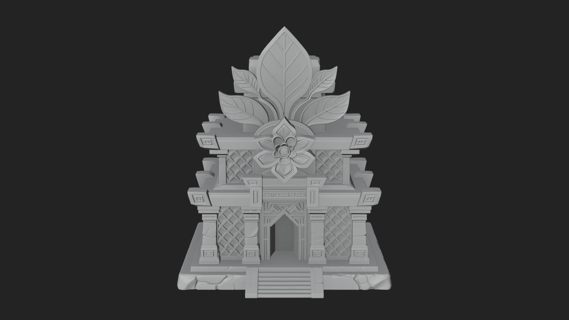 Leaf Crown Shrine Temple Design 2 3D Print Model 3D Model