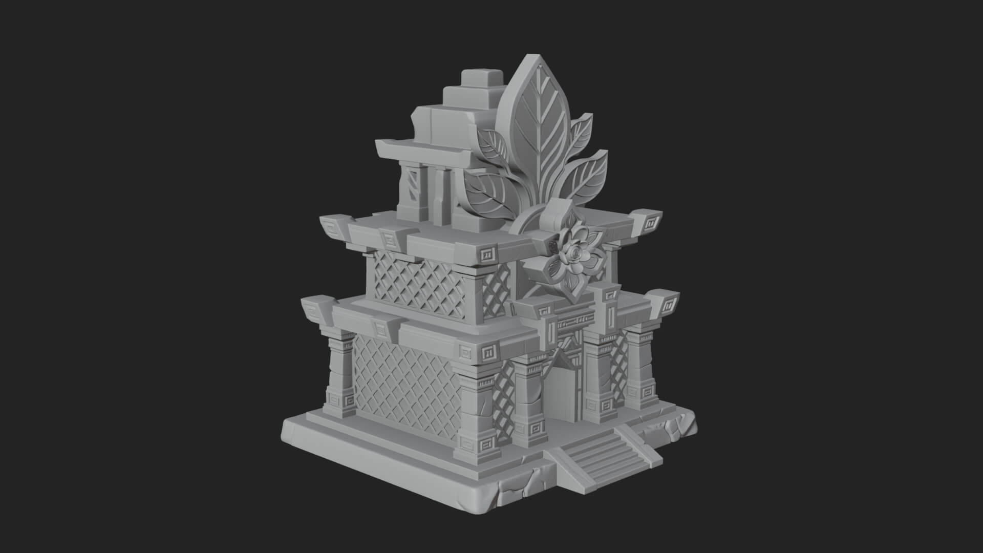 Leaf Crown Shrine Temple Design 2 3D Print Model 3D Model