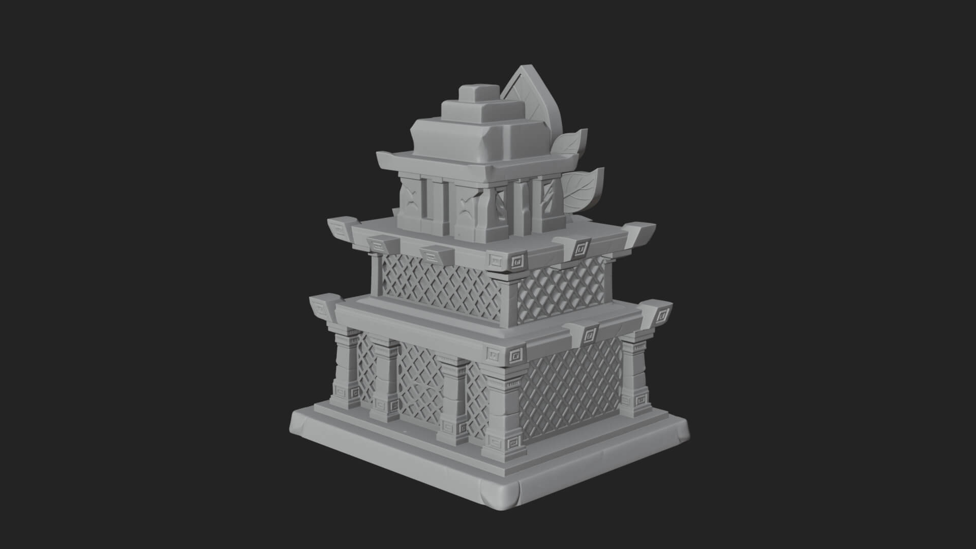 Leaf Crown Shrine Temple Design 2 3D Print Model 3D Model