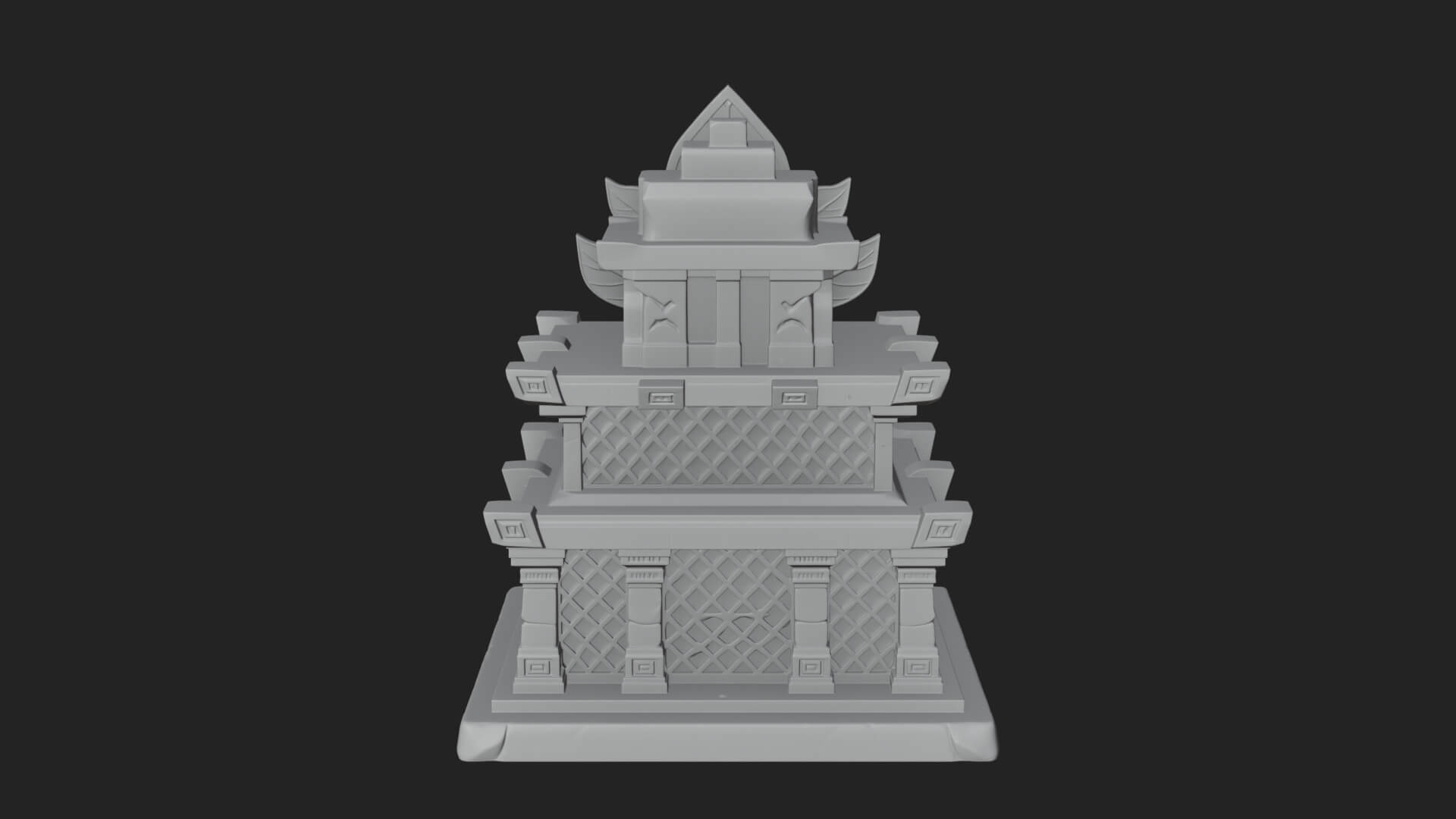 Leaf Crown Shrine Temple Design 2 3D Print Model 3D Model