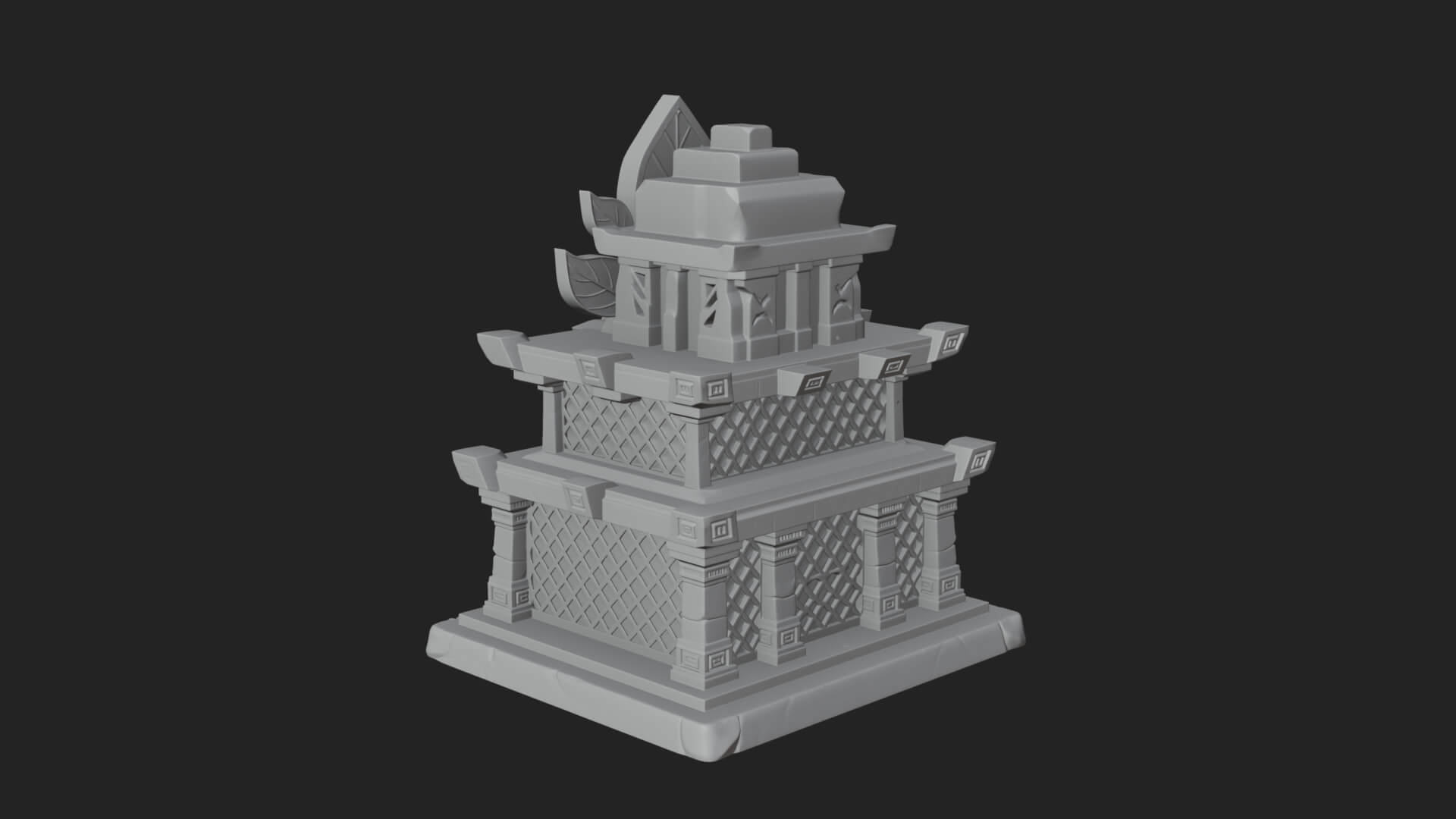 Leaf Crown Shrine Temple Design 2 3D Print Model 3D Model