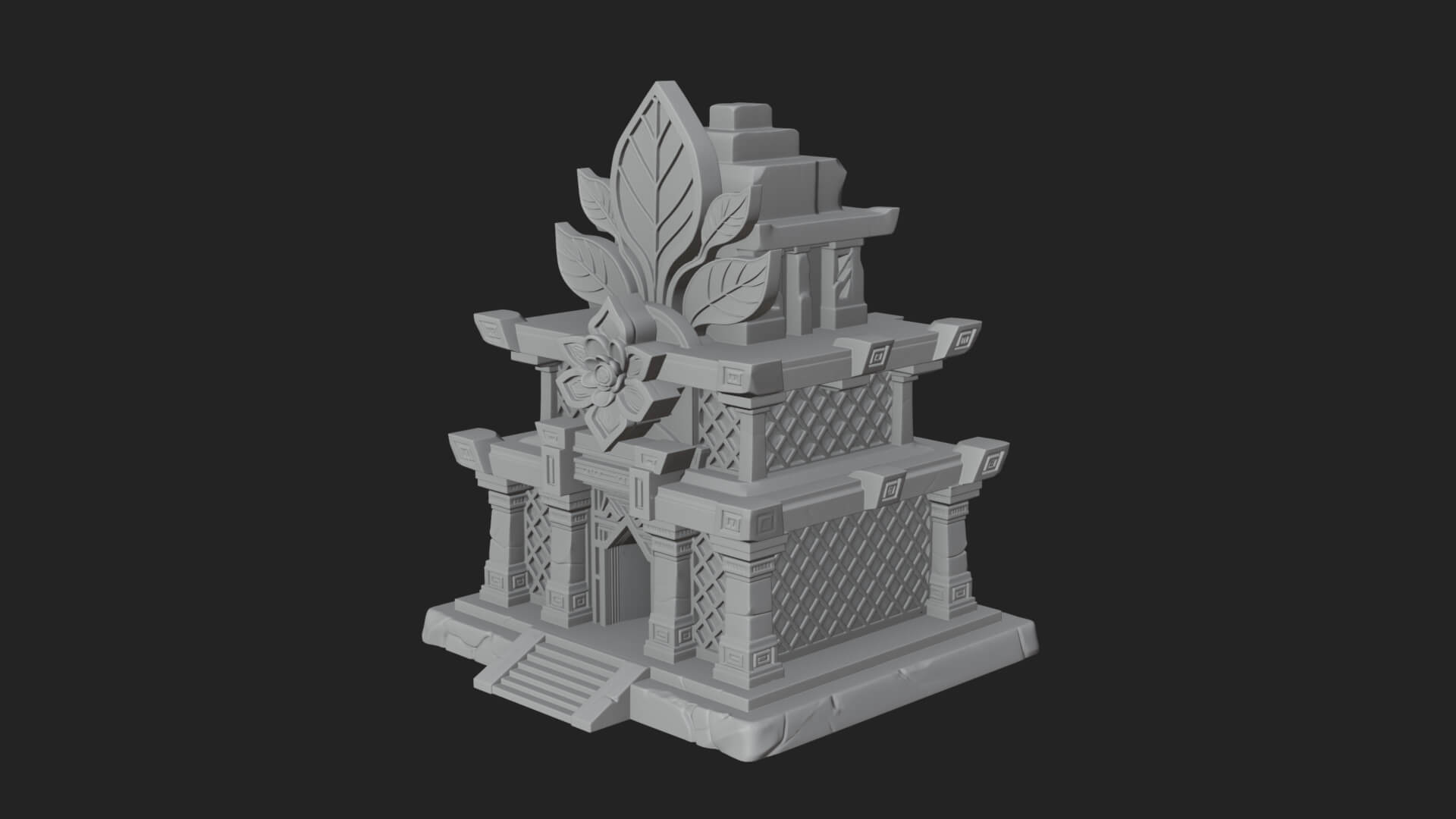 Leaf Crown Shrine Temple Design 2 3D Print Model 3D Model