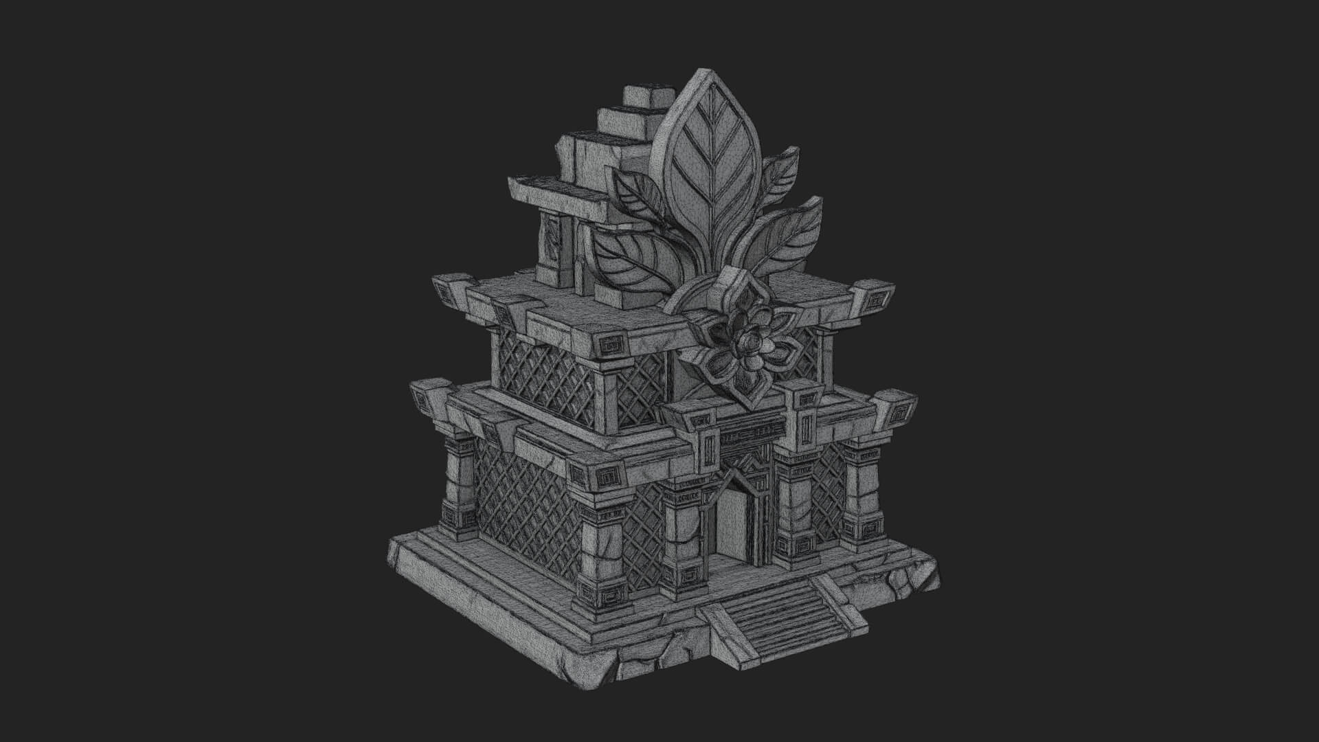 Leaf Crown Shrine Temple Design 2 3D Print Model 3D Model