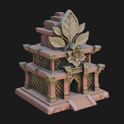 Leaf Crown Shrine Temple Design 2 3D Print Model