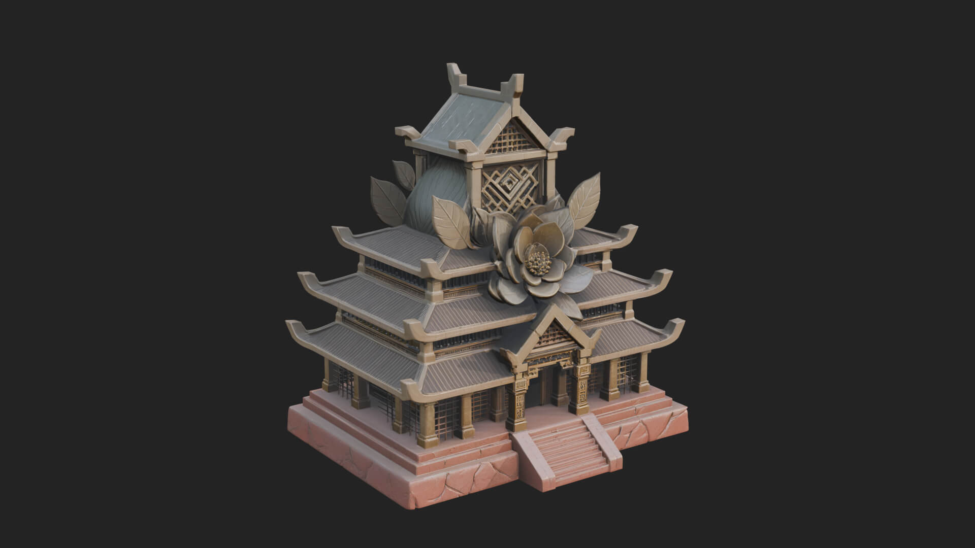 Leaf Crown Shrine Temple Design 3 3D Print Model 3D Model