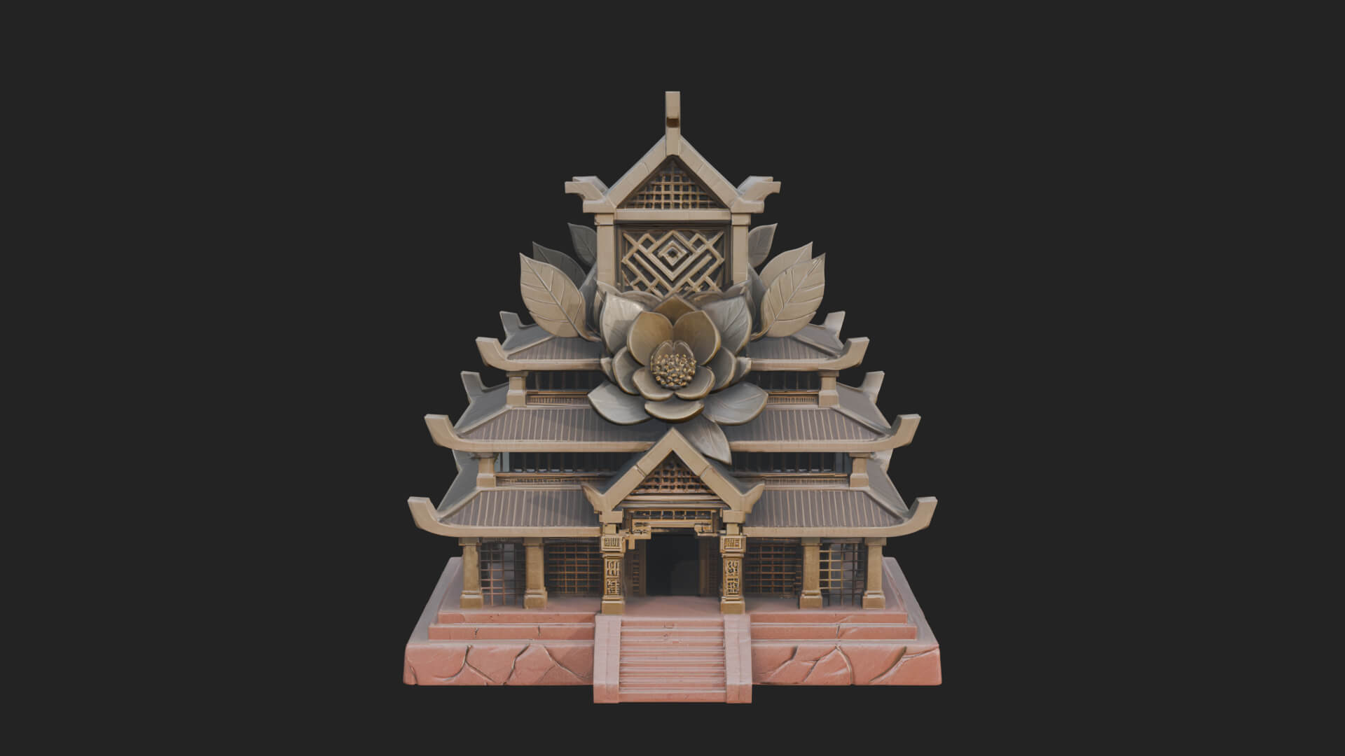 Leaf Crown Shrine Temple Design 3 3D Print Model 3D Model