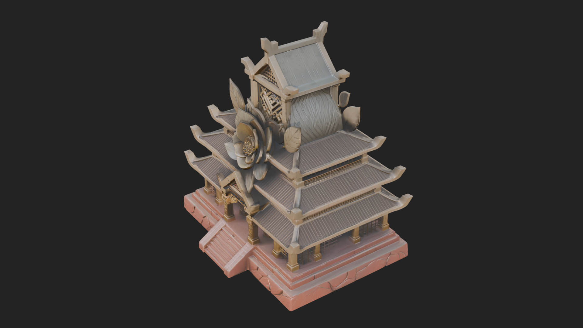 Leaf Crown Shrine Temple Design 3 3D Print Model 3D Model
