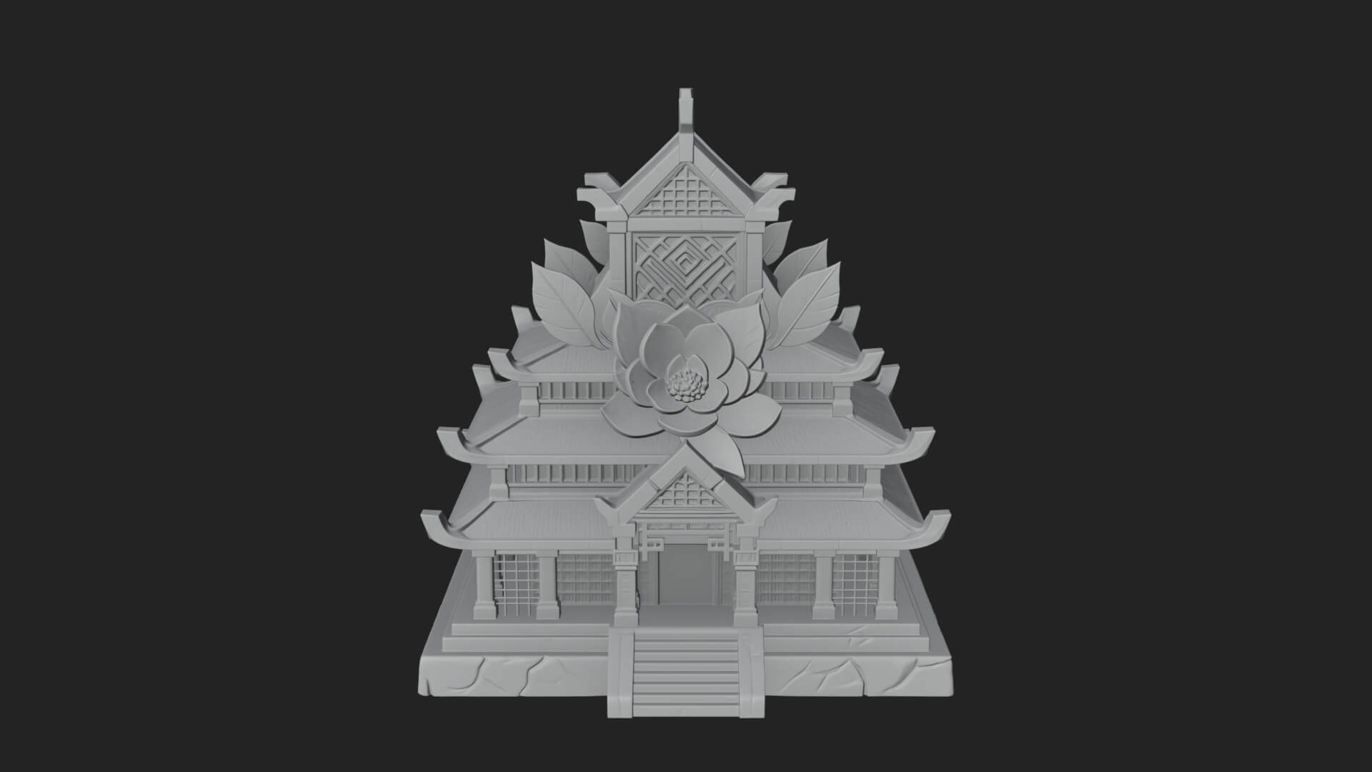 Leaf Crown Shrine Temple Design 3 3D Print Model 3D Model