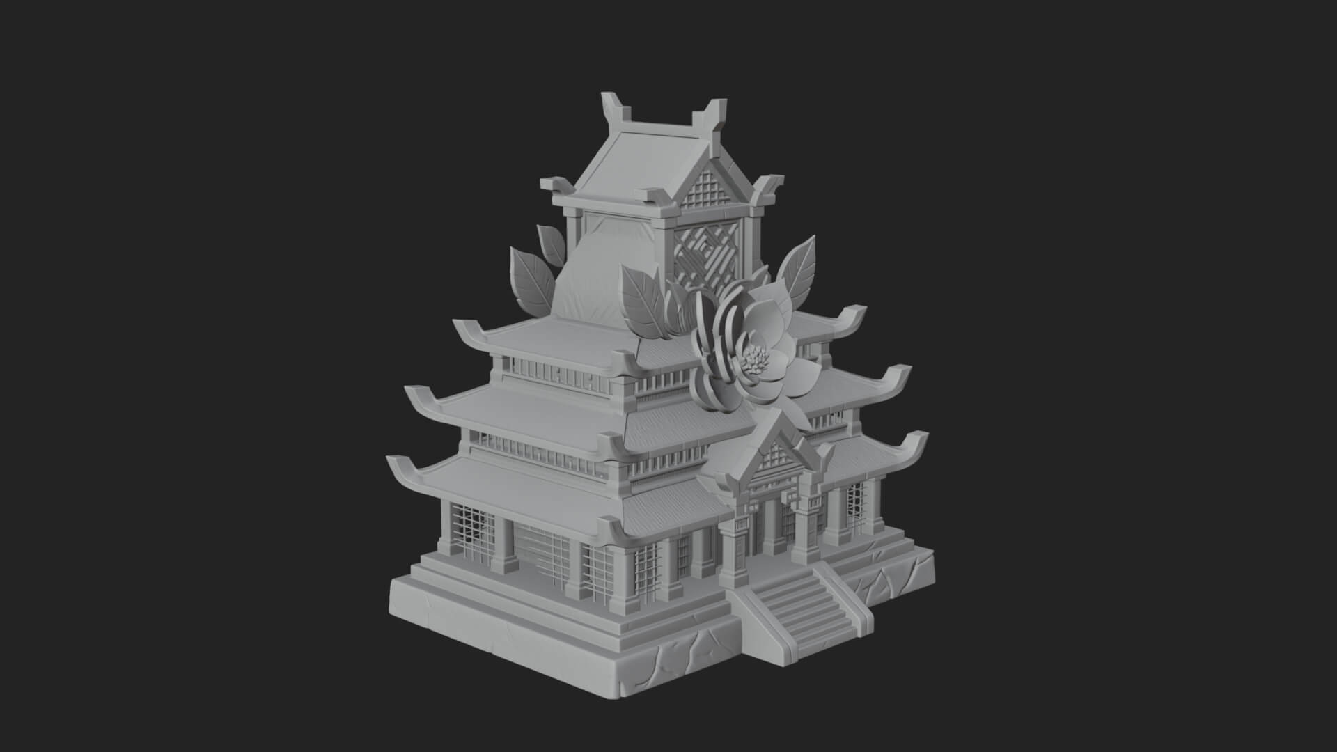 Leaf Crown Shrine Temple Design 3 3D Print Model 3D Model
