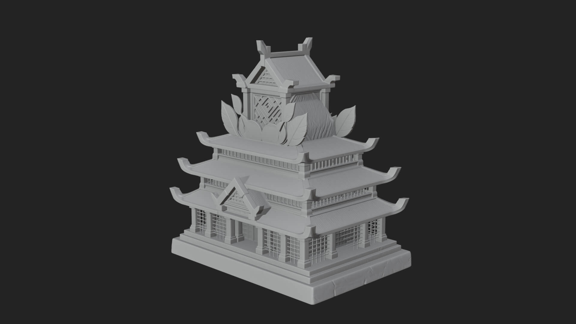 Leaf Crown Shrine Temple Design 3 3D Print Model 3D Model