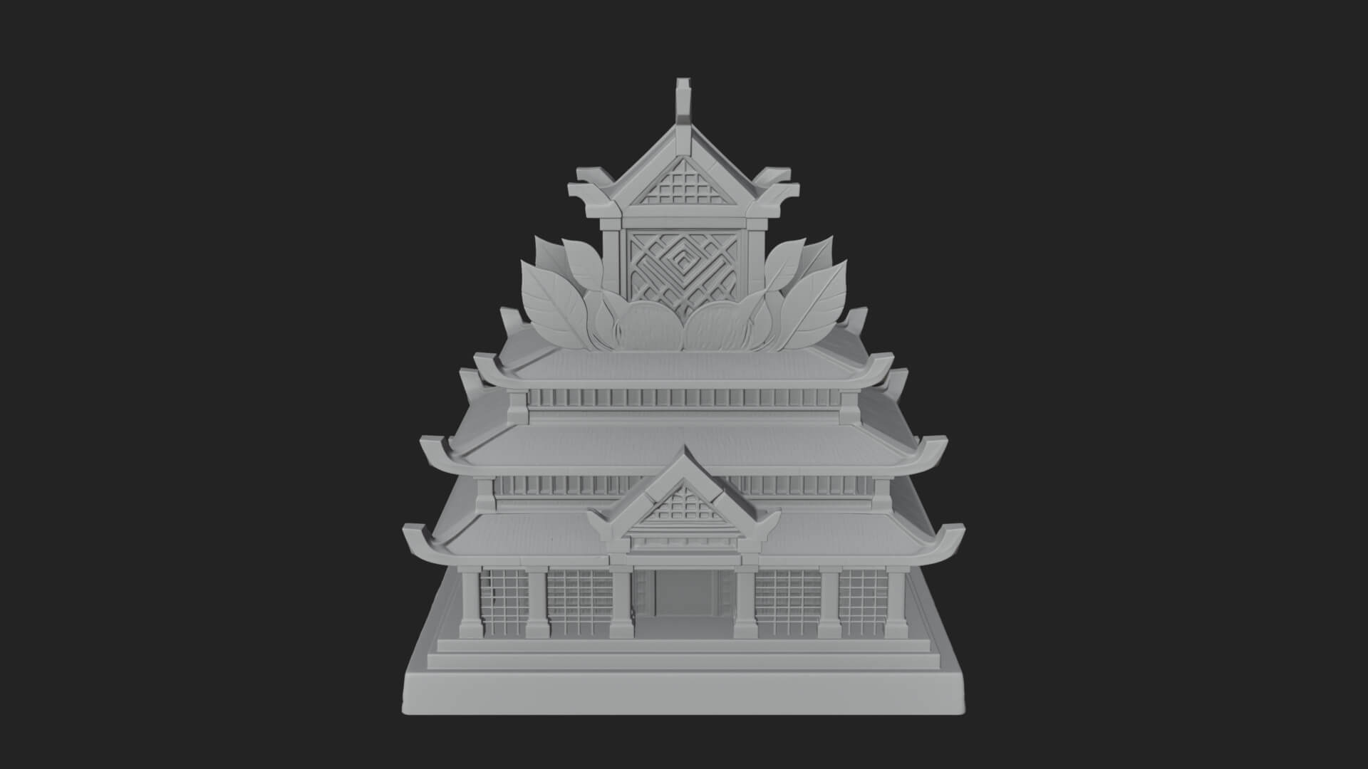 Leaf Crown Shrine Temple Design 3 3D Print Model 3D Model