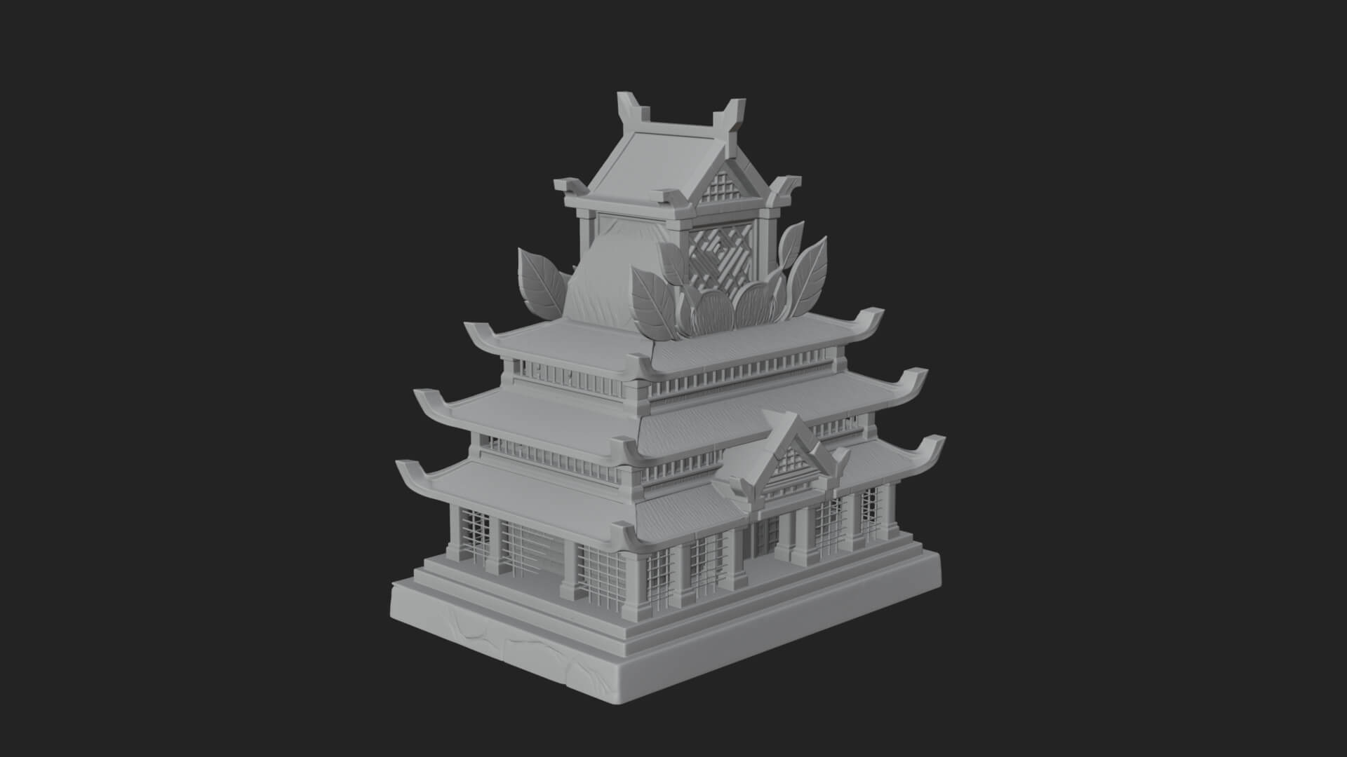 Leaf Crown Shrine Temple Design 3 3D Print Model 3D Model