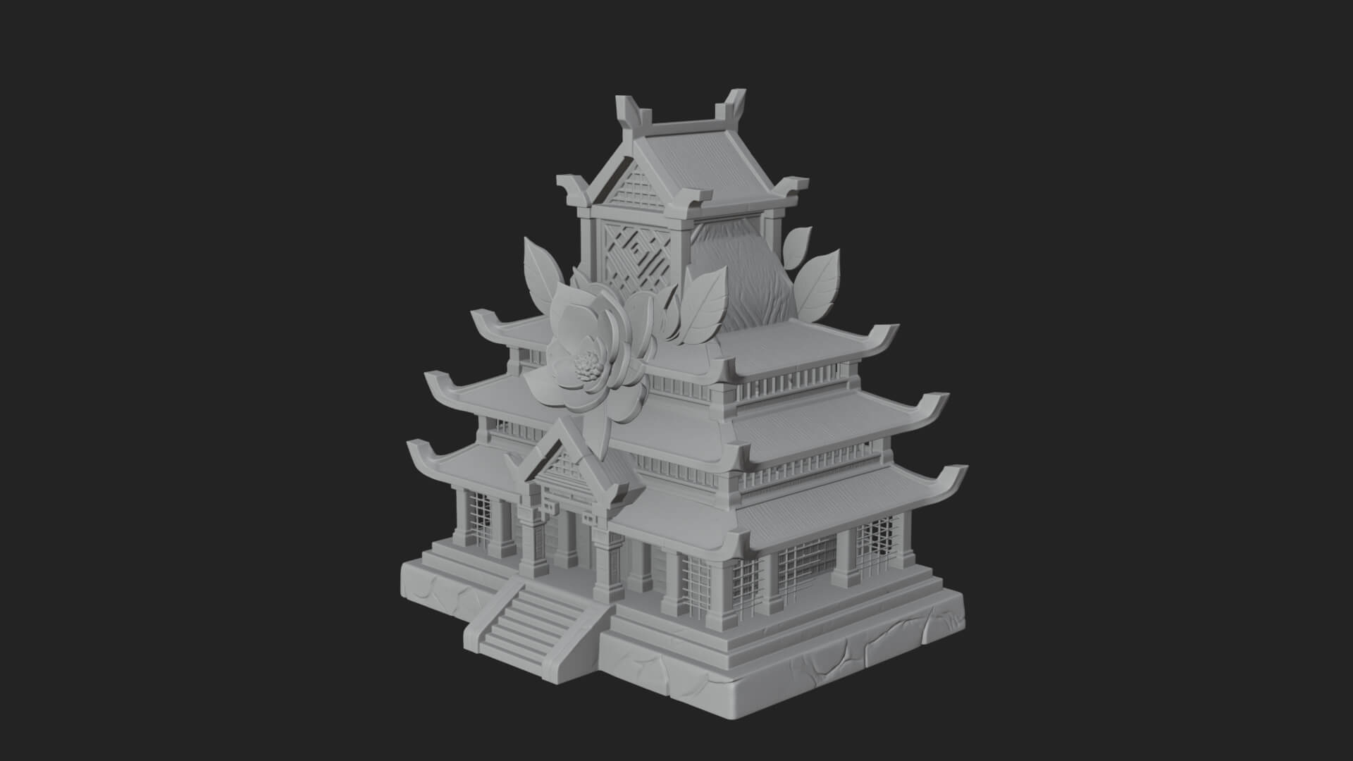 Leaf Crown Shrine Temple Design 3 3D Print Model 3D Model