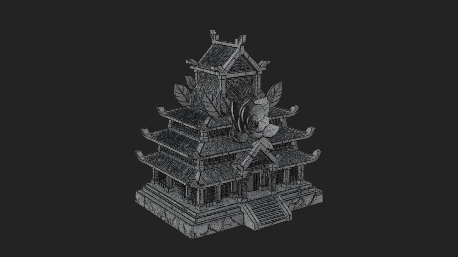 Leaf Crown Shrine Temple Design 3 3D Print Model 3D Model