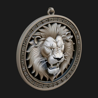 Leo Zodiac Relief Medallion Pendant Design 6 3D Print Model