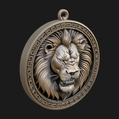 Leo Zodiac Relief Medallion Pendant Design 7 3D Print Model