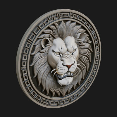 Leo Zodiac Relief Medallion Pendant Design 8 3D Print Model