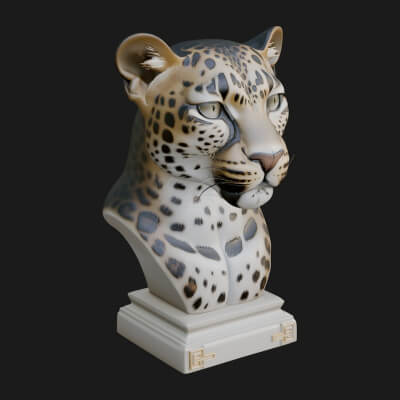 Leopard Bust Statue Design 1 3D Print Model