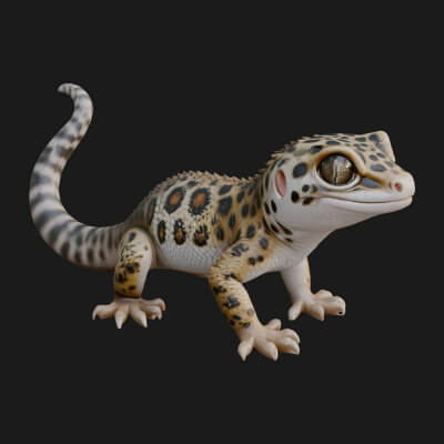 Leopard Gecko Statue Design 2 3D Print Model