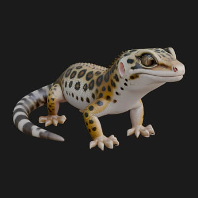 Leopard Gecko Statue Design 3 3D Print Model