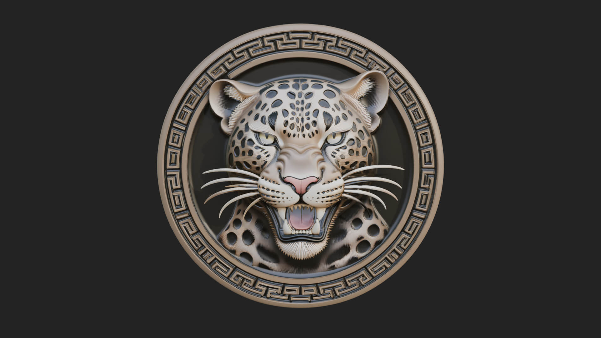 Leopard Head Oval Relief Plaque Design 1 3D Print Model 3D Model