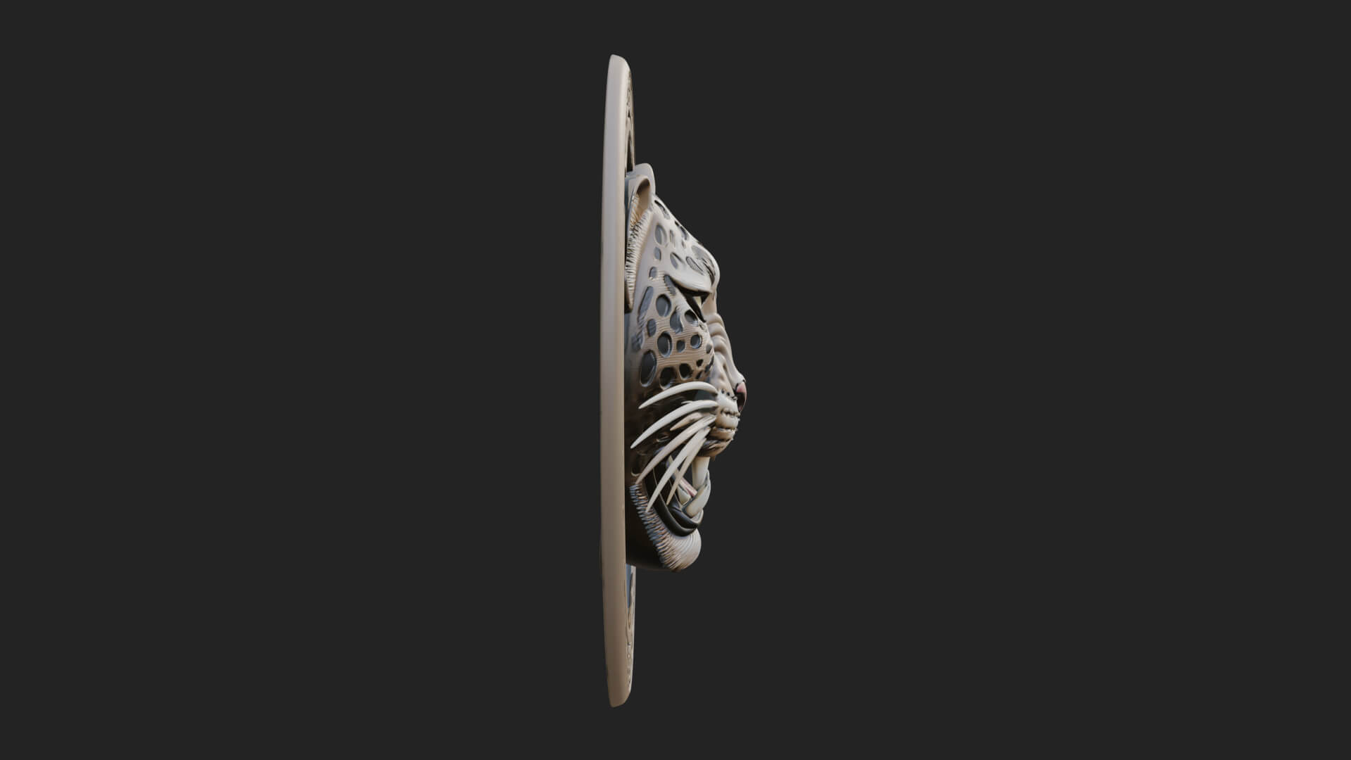 Leopard Head Oval Relief Plaque Design 1 3D Print Model 3D Model
