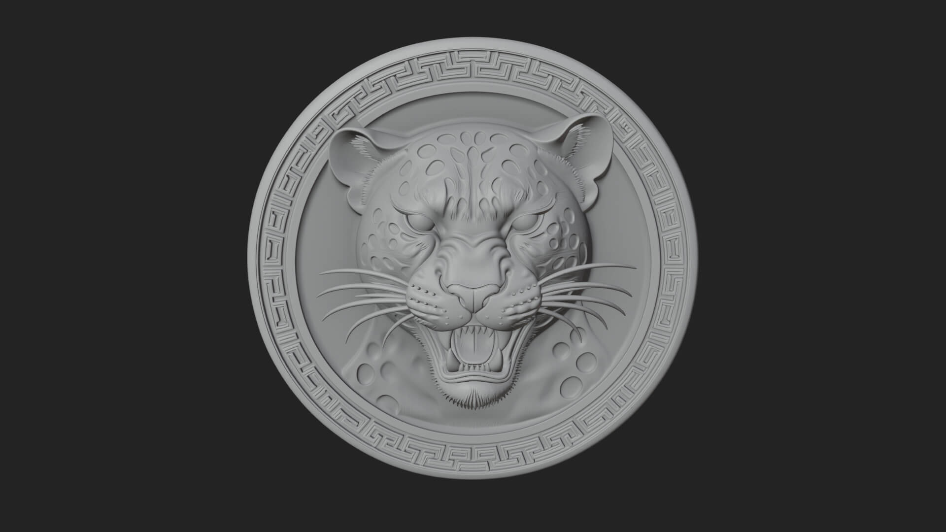 Leopard Head Oval Relief Plaque Design 1 3D Print Model 3D Model