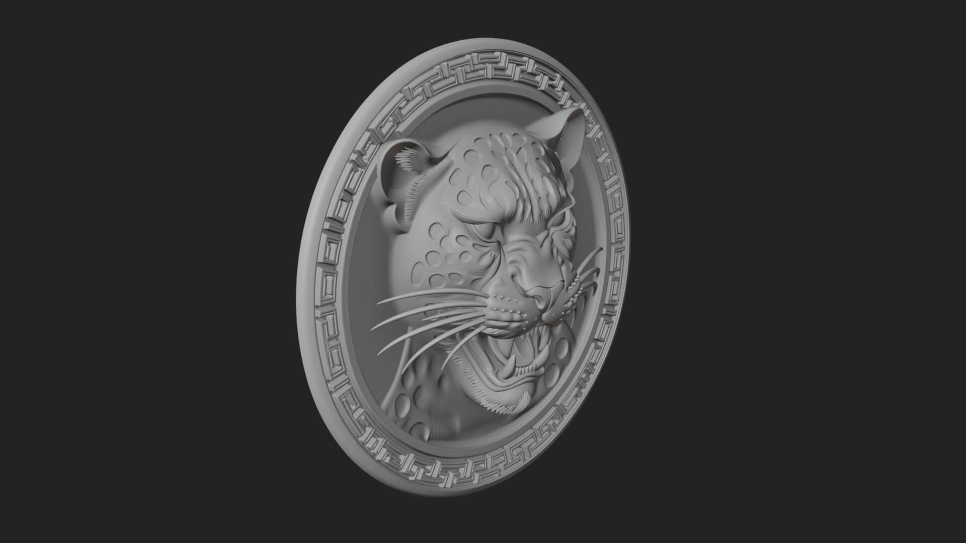 Leopard Head Oval Relief Plaque Design 1 3D Print Model 3D Model