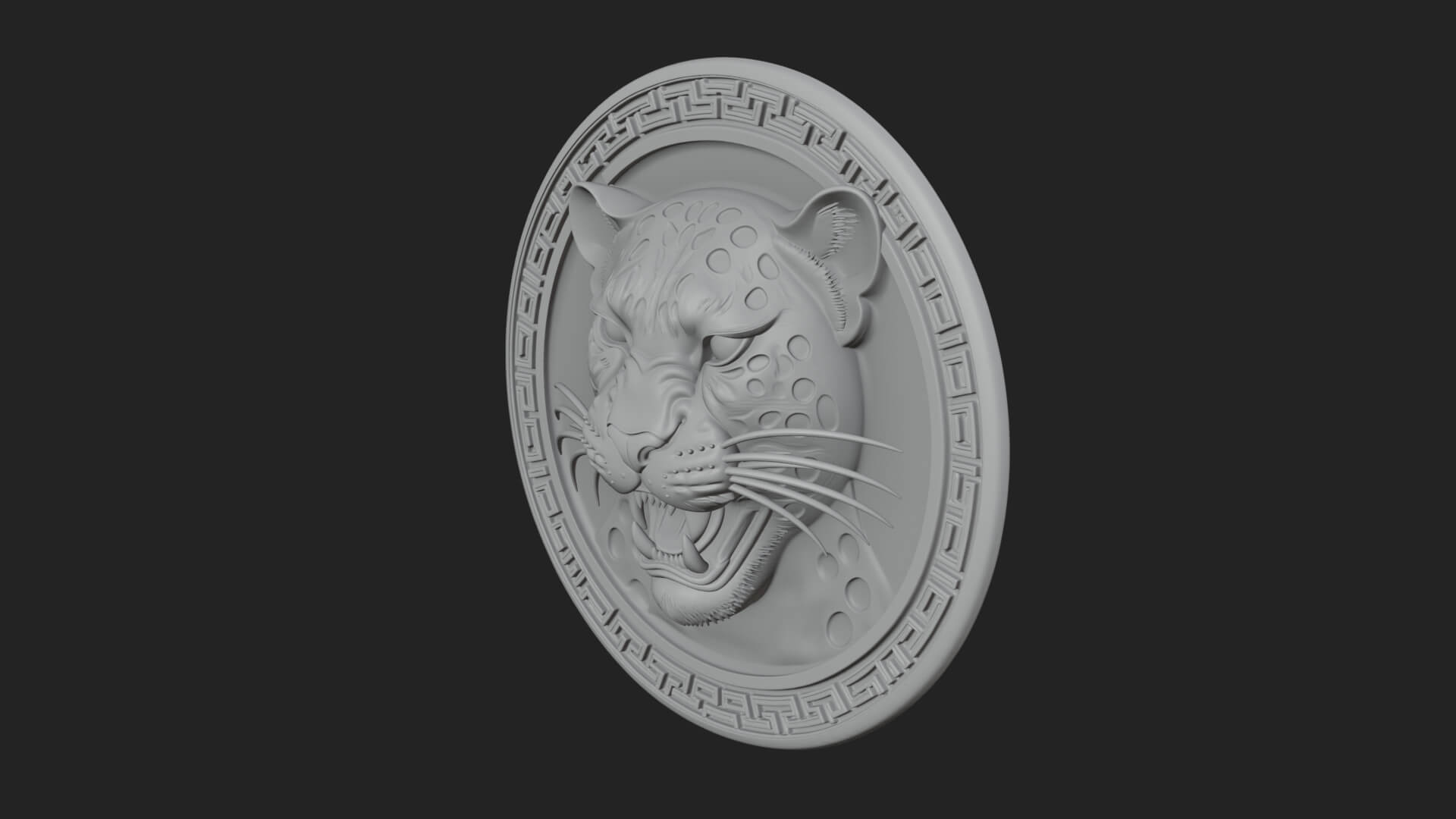 Leopard Head Oval Relief Plaque Design 1 3D Print Model 3D Model