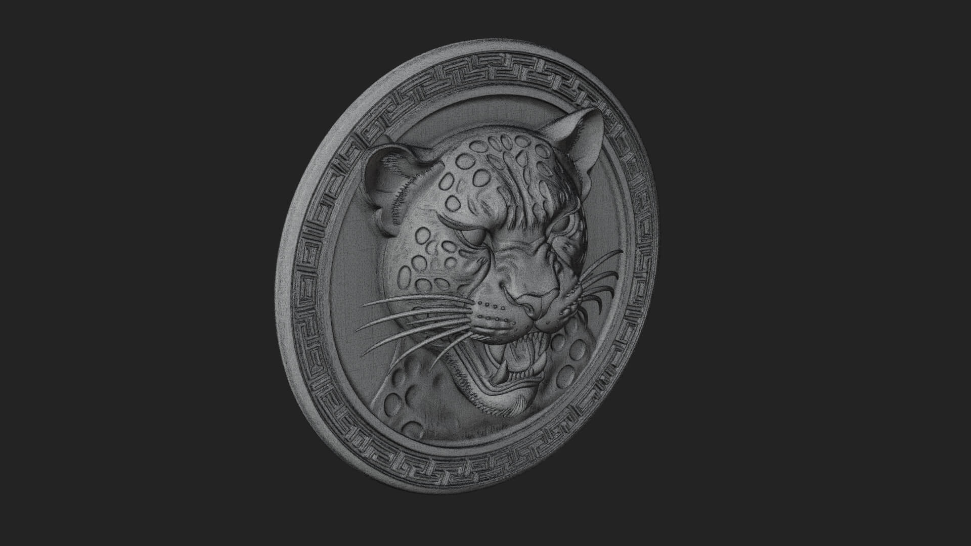Leopard Head Oval Relief Plaque Design 1 3D Print Model 3D Model