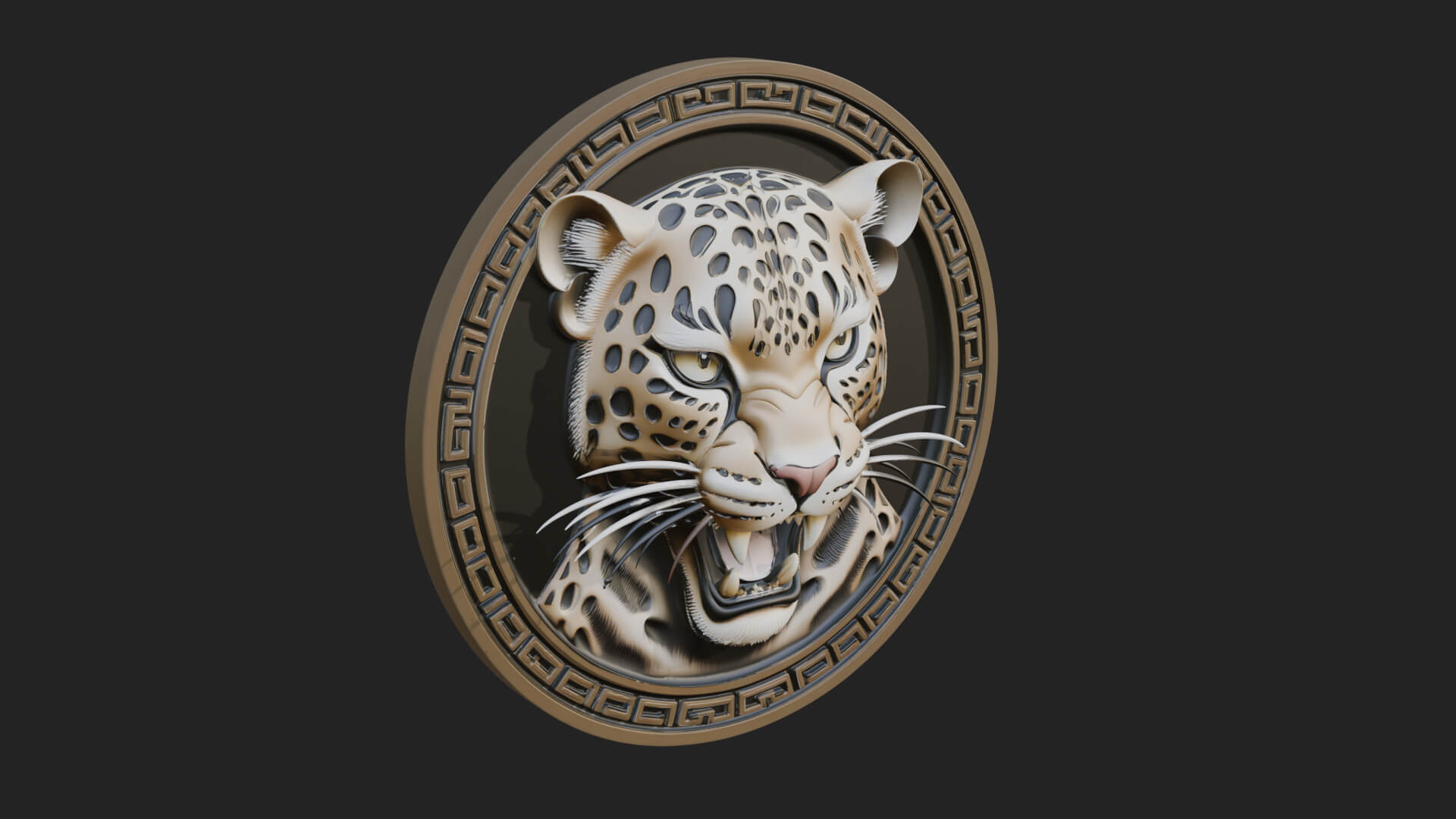 Leopard Head Oval Relief Plaque Design 2 3D Print Model 3D Model