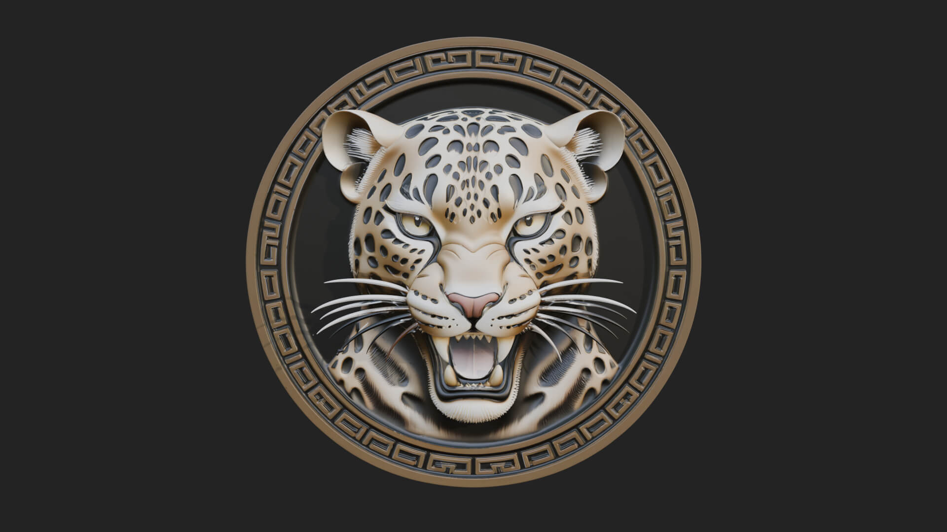 Leopard Head Oval Relief Plaque Design 2 3D Print Model 3D Model
