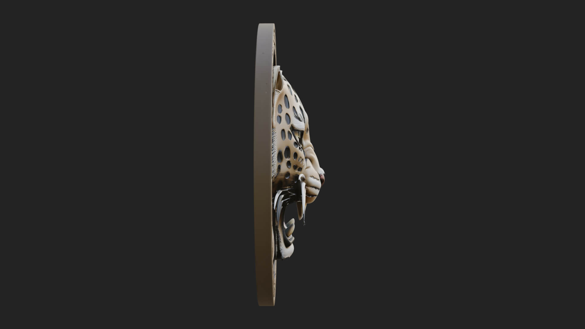 Leopard Head Oval Relief Plaque Design 2 3D Print Model 3D Model