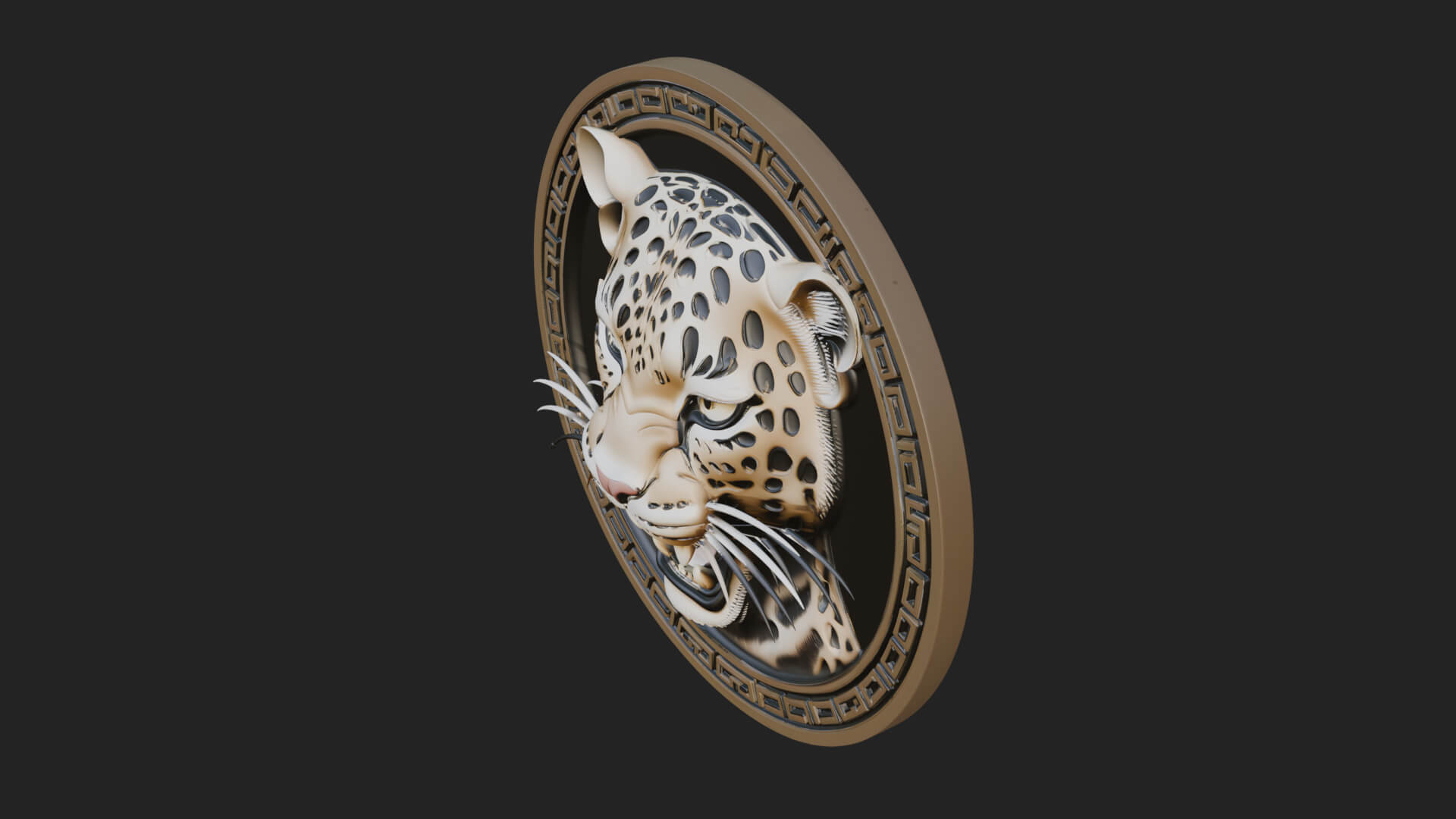 Leopard Head Oval Relief Plaque Design 2 3D Print Model 3D Model