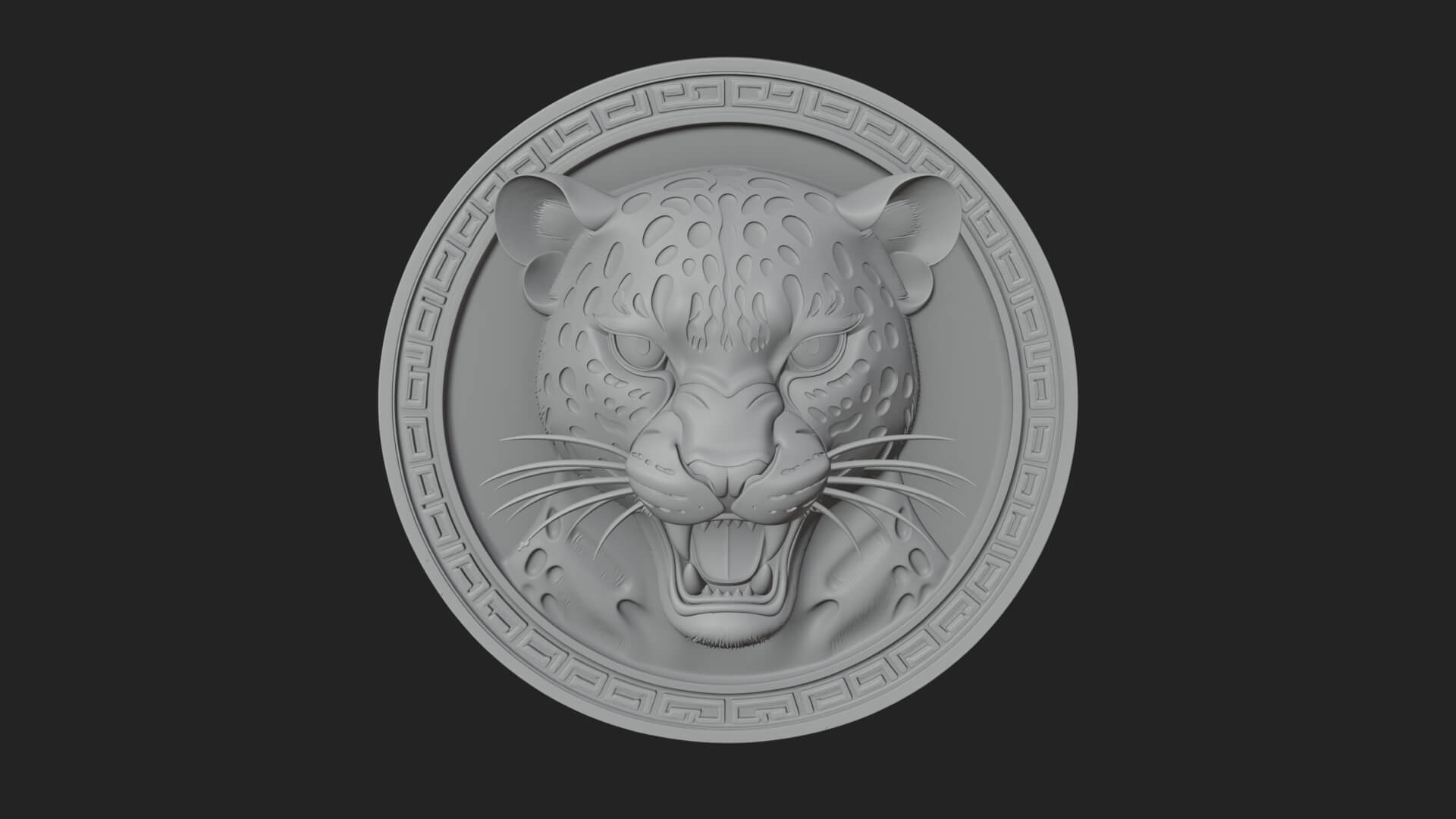 Leopard Head Oval Relief Plaque Design 2 3D Print Model 3D Model