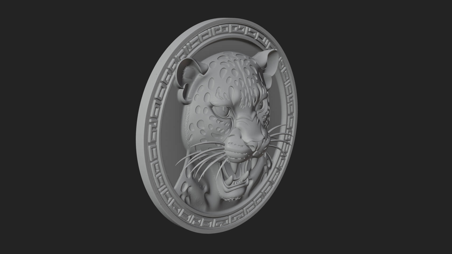 Leopard Head Oval Relief Plaque Design 2 3D Print Model 3D Model