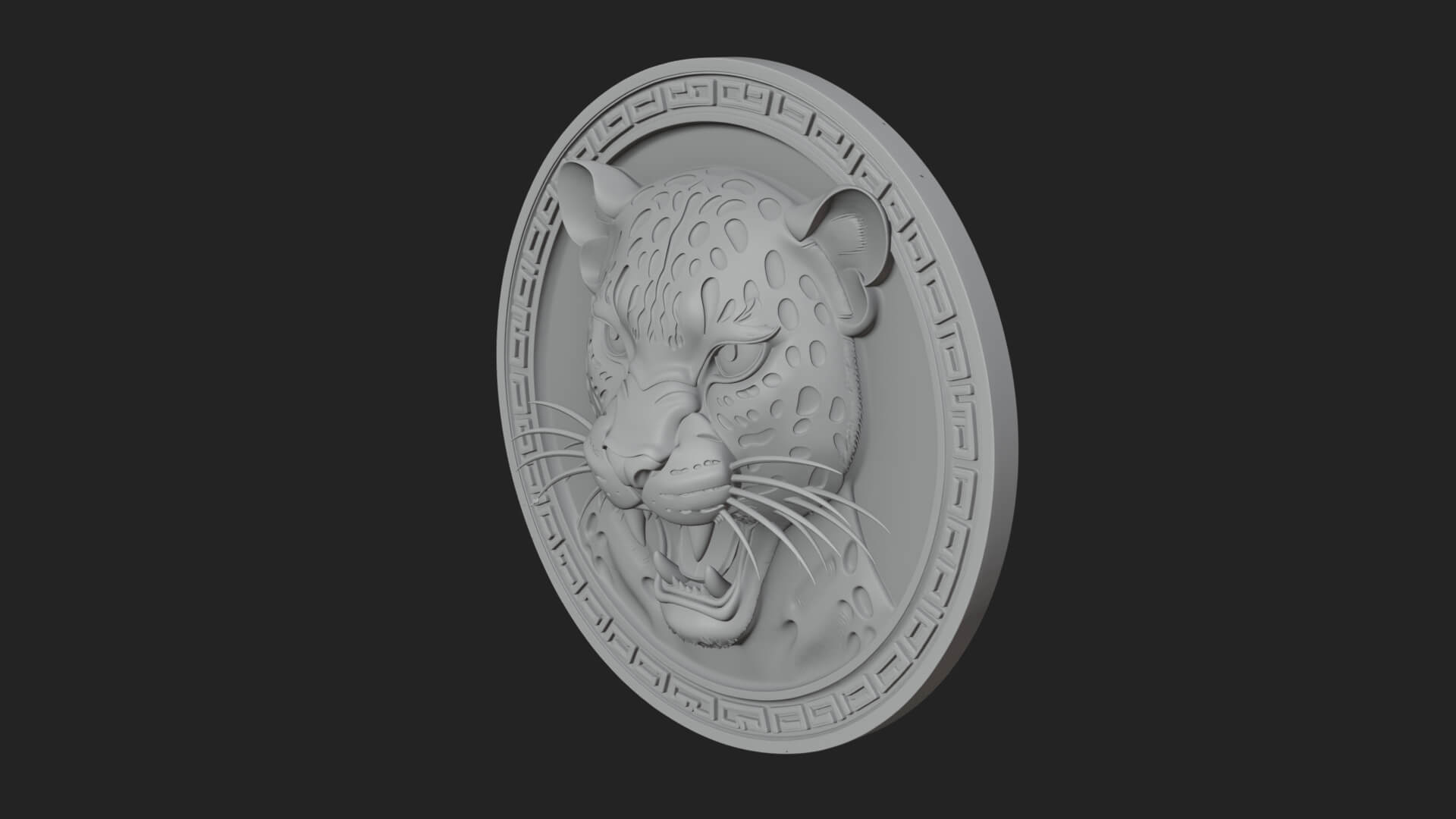 Leopard Head Oval Relief Plaque Design 2 3D Print Model 3D Model