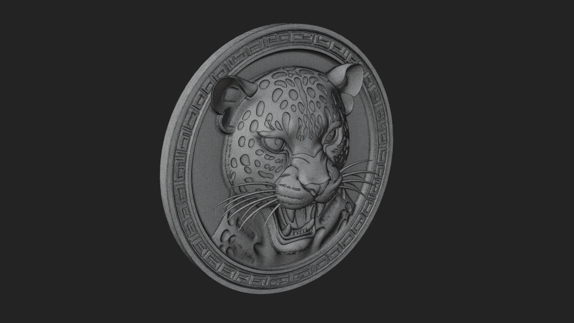 Leopard Head Oval Relief Plaque Design 2 3D Print Model 3D Model